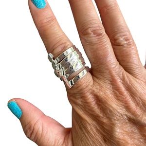 Silver Twist Layered Wrap Ring